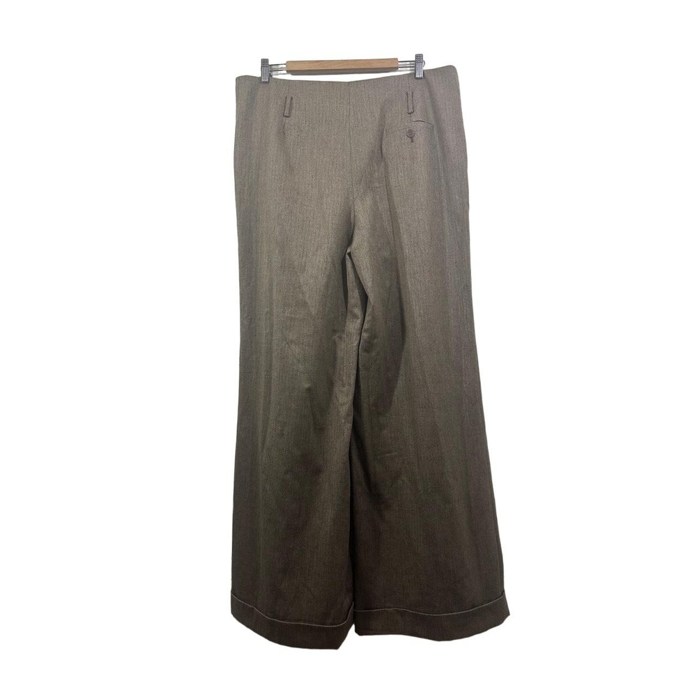 MAGASCHONI COLLECTION Trousers Womens 16 Brown Grey Herringbone Wide Leg - Picture 12 of 14